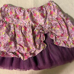 DISNEY Skirt Purple Dark Pink Flowers Size 9/10